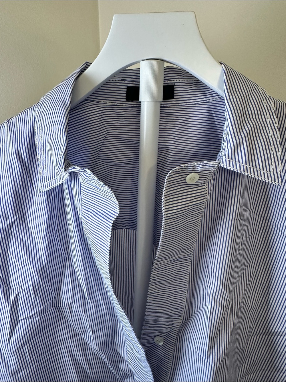 Blue and White Stripe Short-Sleeve J Crew Popover Shirt Size 12 Crisp Cotton - Picture 5 of 9